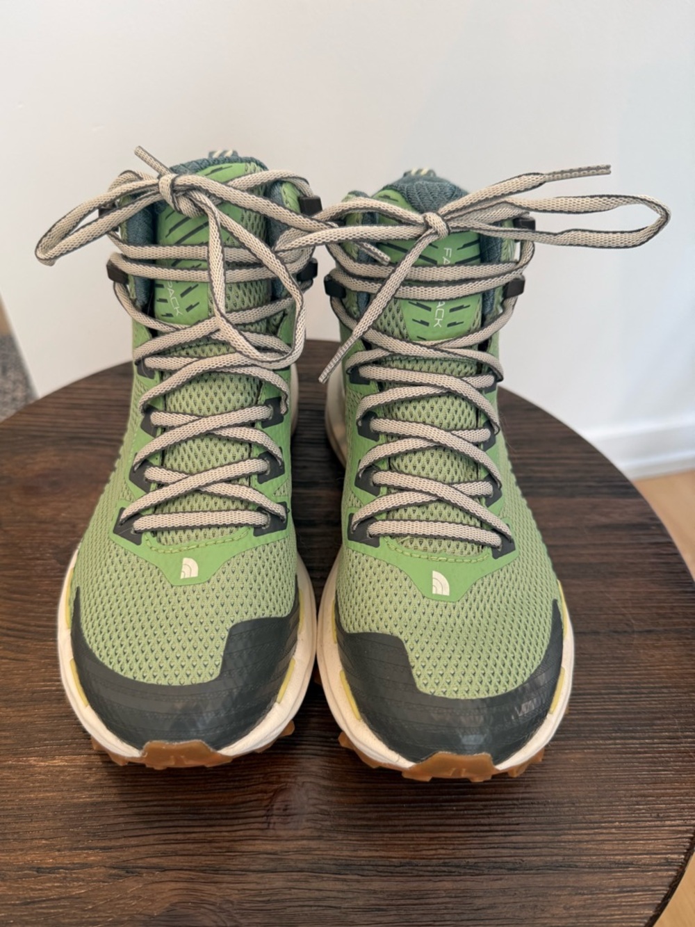 The North Face Olive Green Trail Running Boots with Gray Laces